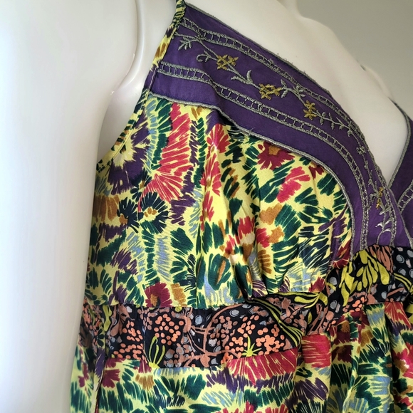 Johnny Was Strappy Silk Midi Dress Size S - Picture 3 of 8